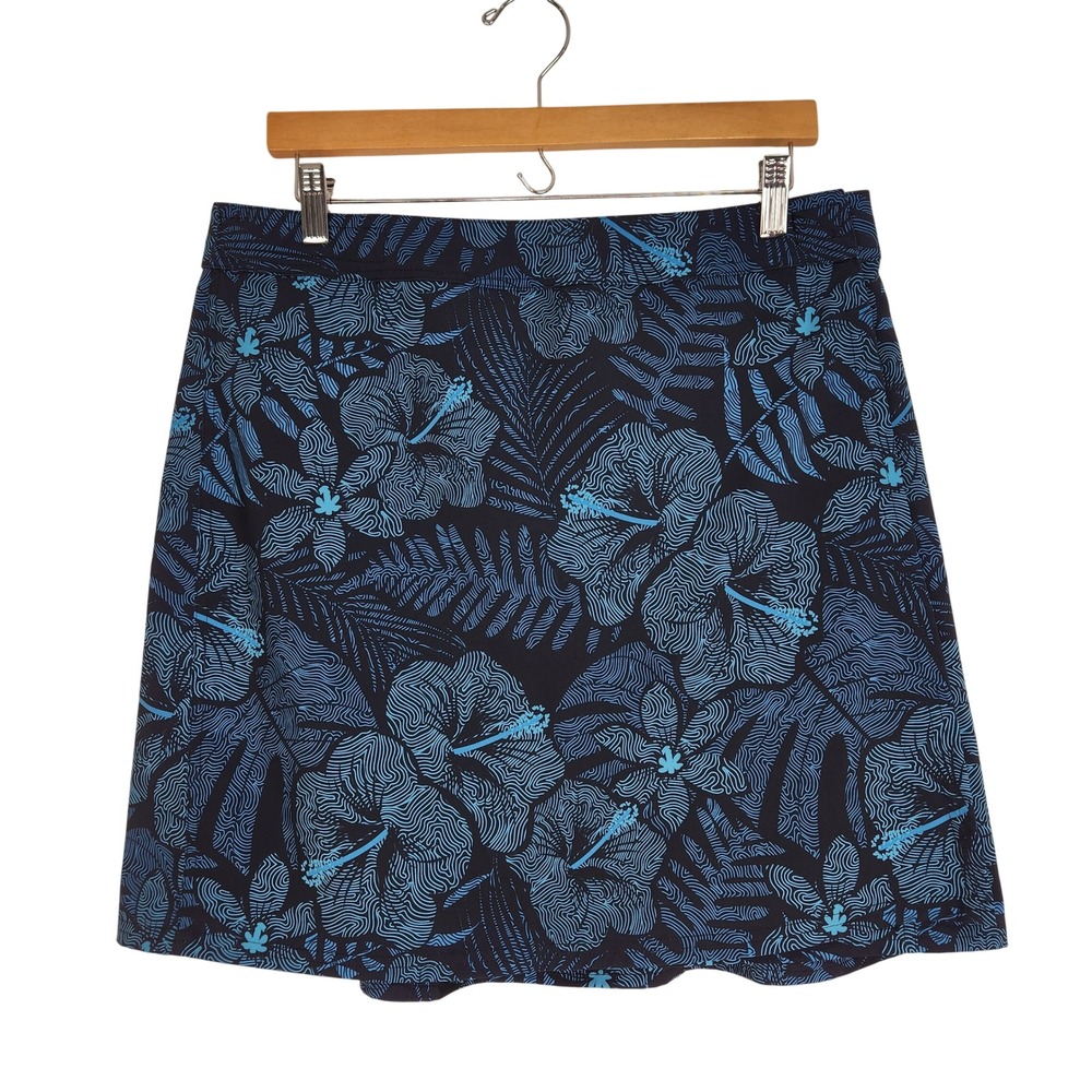 RipSkirt Hawaii Wrap Skirt‎ Blue Hibiscus Tropical Print Size Large Microfiber